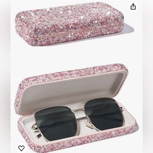 Pink Bling Diamond-Encrusted Hard Shell Eyeglasses Case NWOT